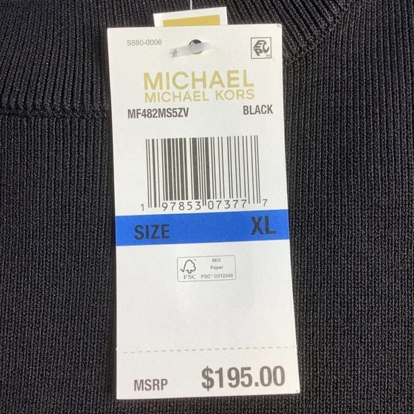 Michael Kors Womens Black Pleated Drop Waist Dress Mock Neck Size XL NWT - Picture 4 of 15